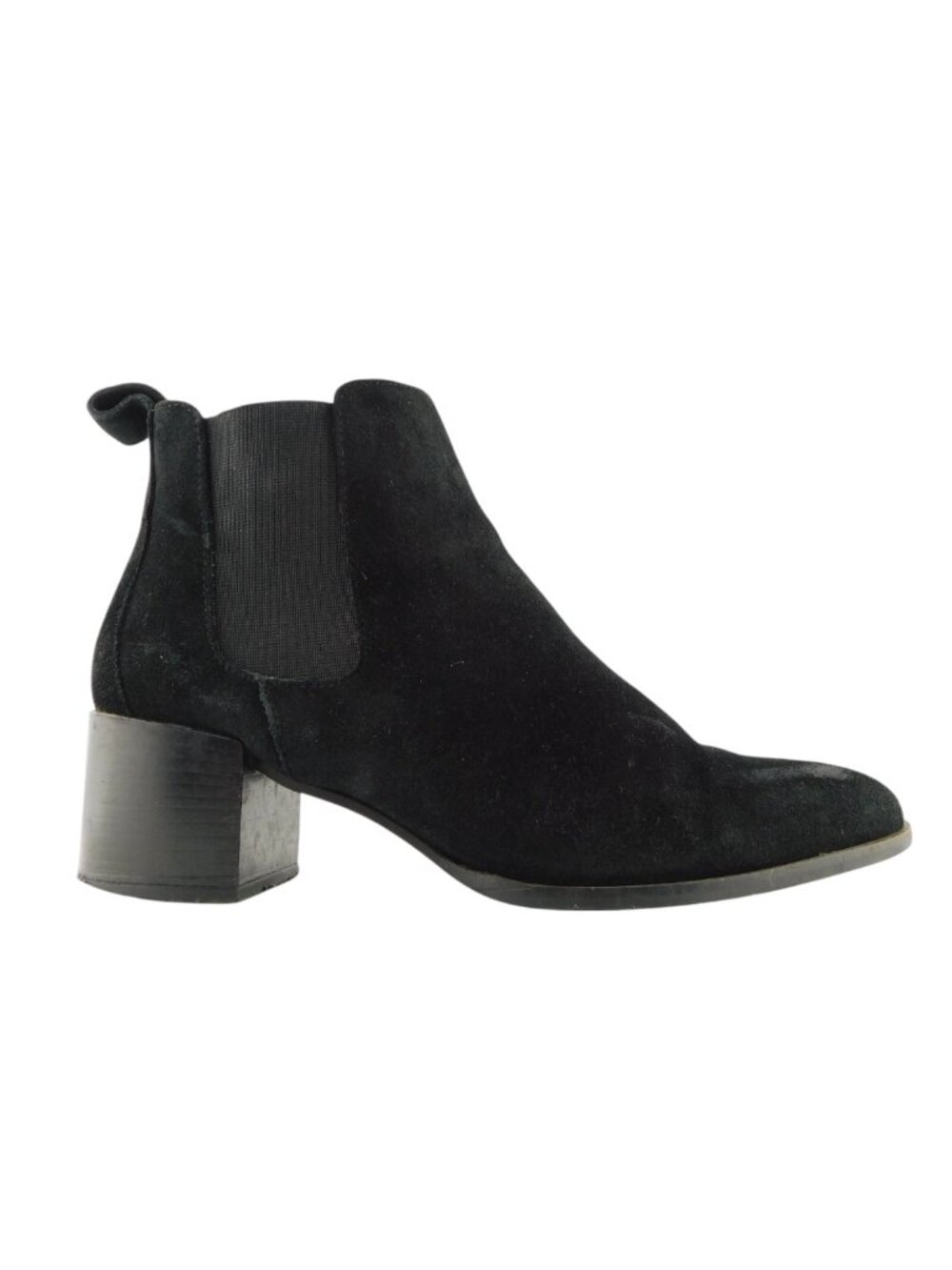 EVERLANE Black Suede Leather Block Heel Chelsea Ankle Boots 7